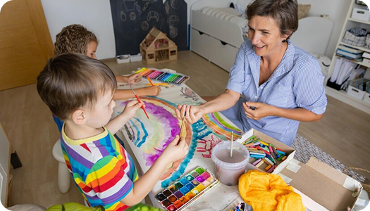 Child doing creative activity