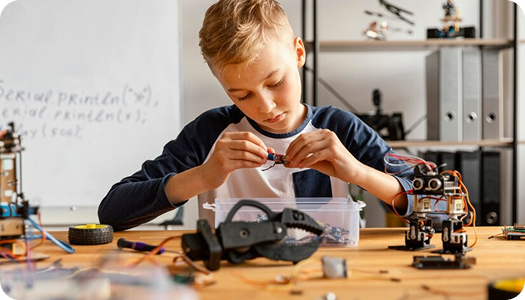 Boy doing science experiment